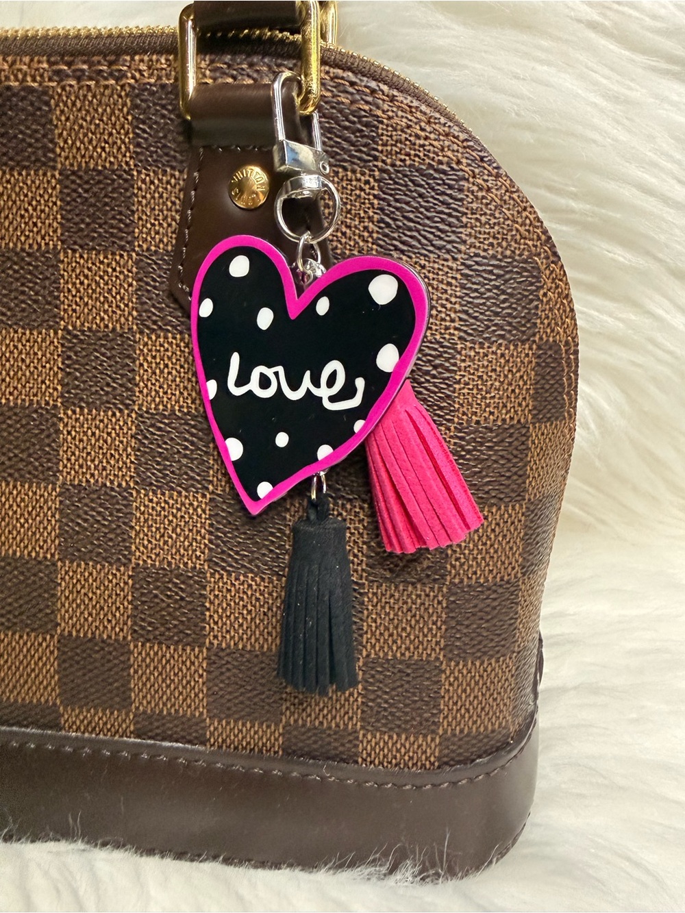 Love Heart Tassel Bag Charm Keychain
